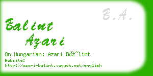 balint azari business card